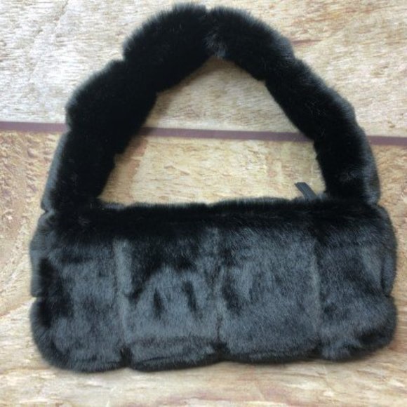 Marei 1998 Pampas Black Faux Fur Handbag NEW Small - Picture 3 of 6